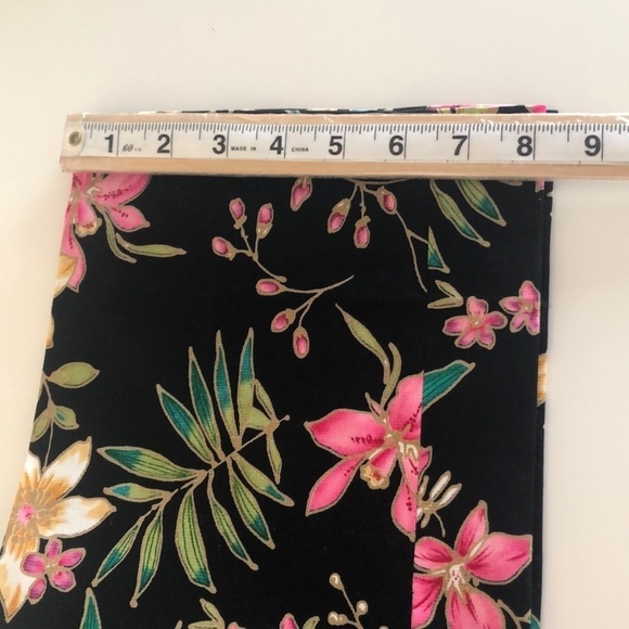 Rafaella Tropical Floral Black Pants 8 - Picture 8 of 8